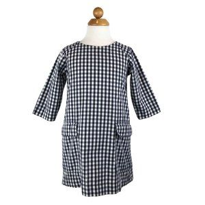 GAP Long Sleeve Checkered Dress 2 Patch Pockets Blue and White 3T